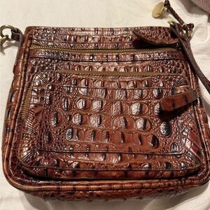 Crocodile Embossed Brown Leather Bag